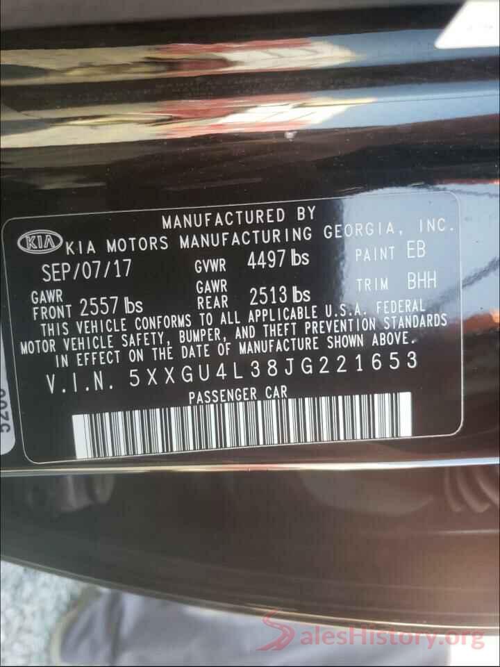 5XXGU4L38JG221653 2018 KIA OPTIMA