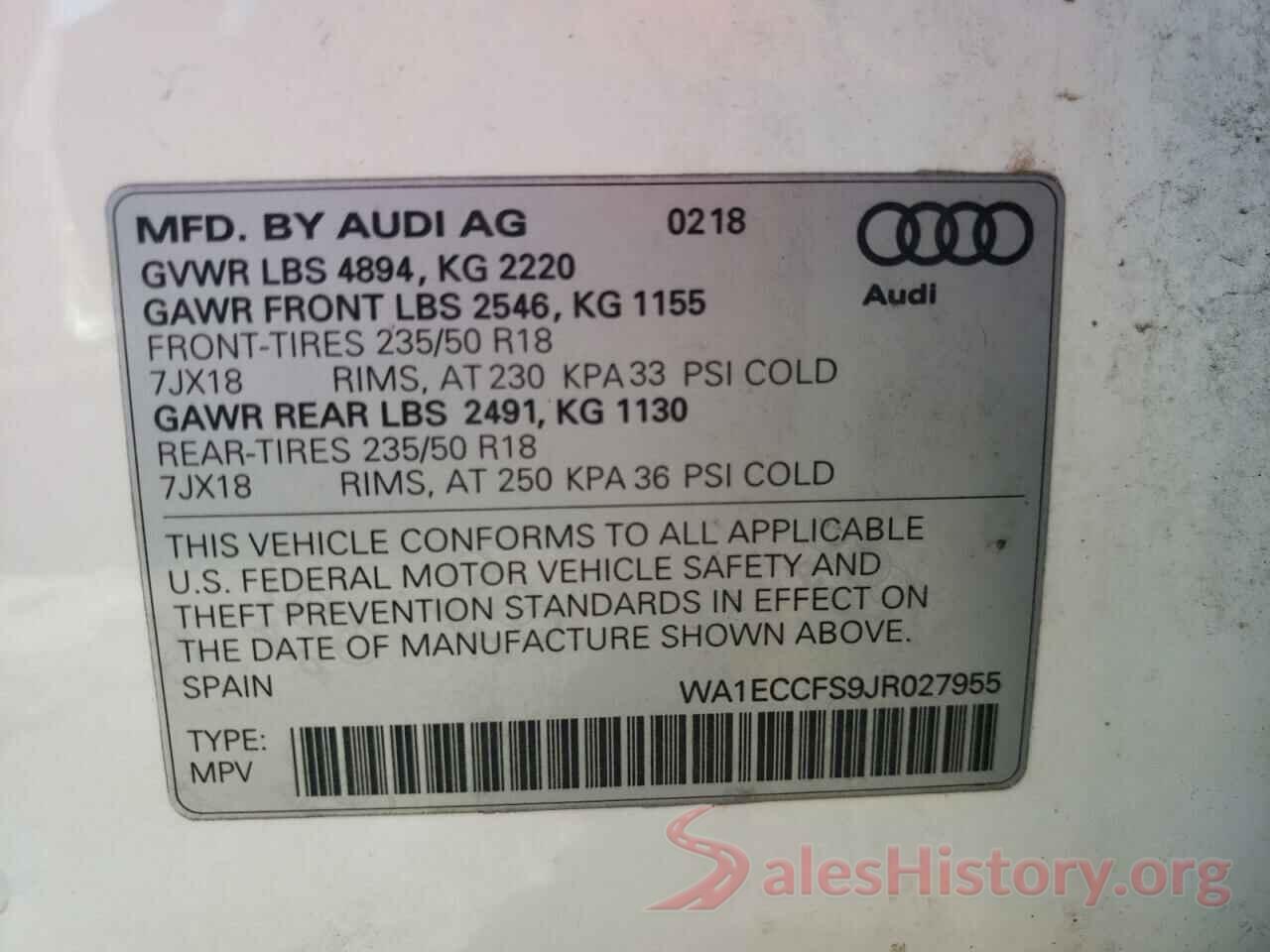 WA1ECCFS9JR027955 2018 AUDI Q3