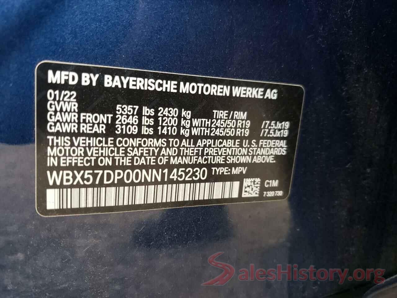 WBX57DP00NN145230 2022 BMW X3