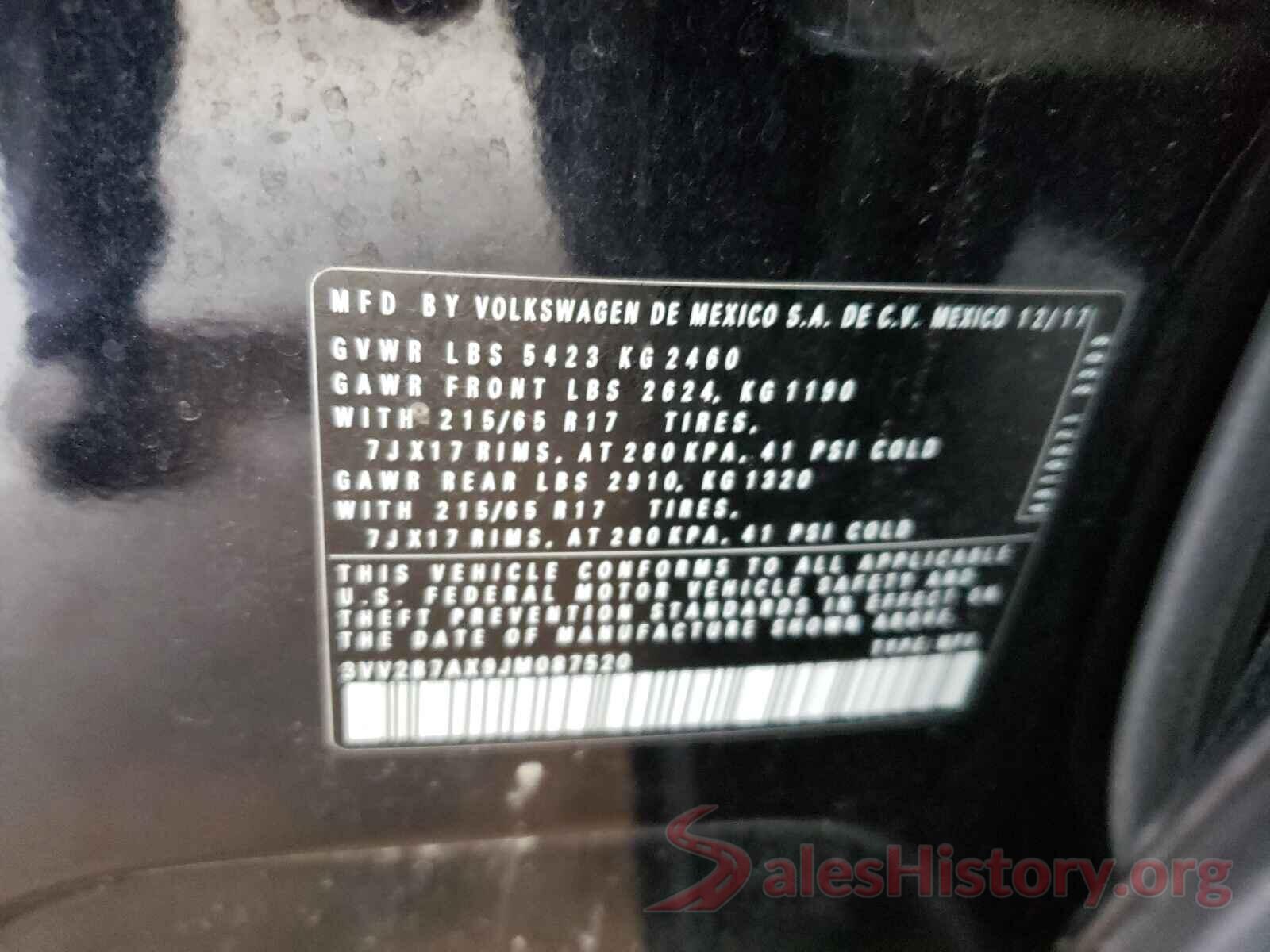 3VV2B7AX9JM087520 2018 VOLKSWAGEN TIGUAN