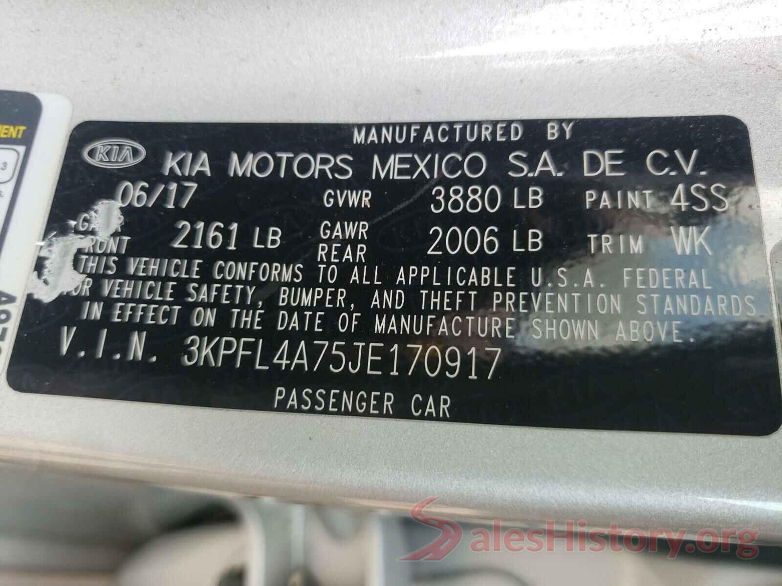 3KPFL4A75JE170917 2018 KIA FORTE