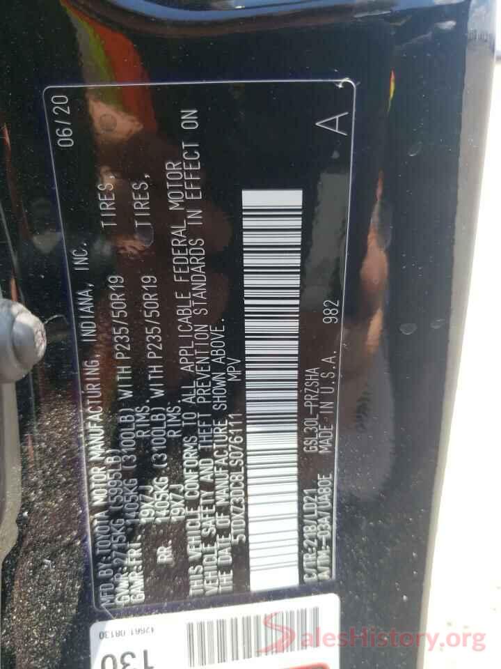 5TDXZ3DC8LS076111 2020 TOYOTA SIENNA