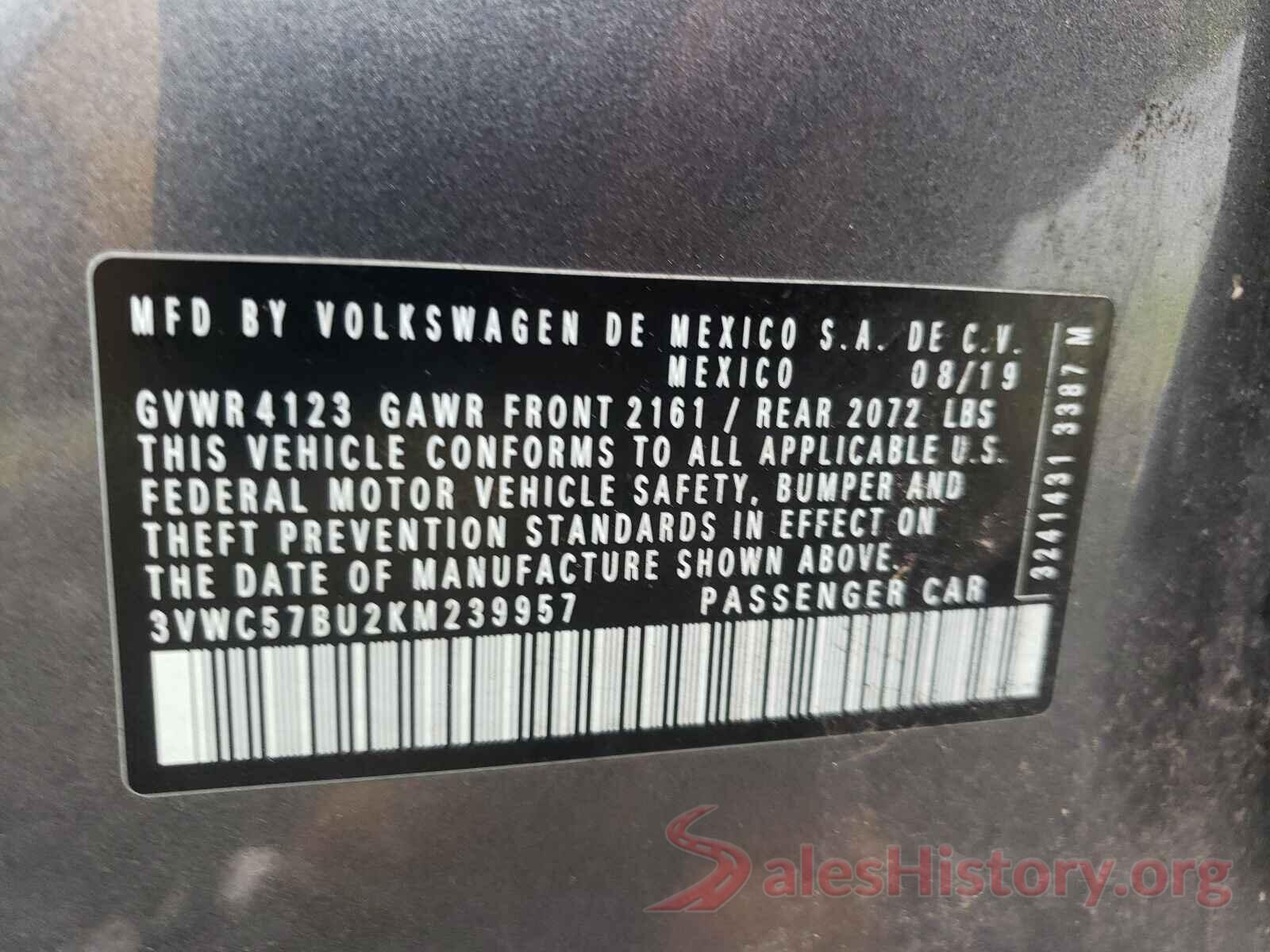 3VWC57BU2KM239957 2019 VOLKSWAGEN JETTA