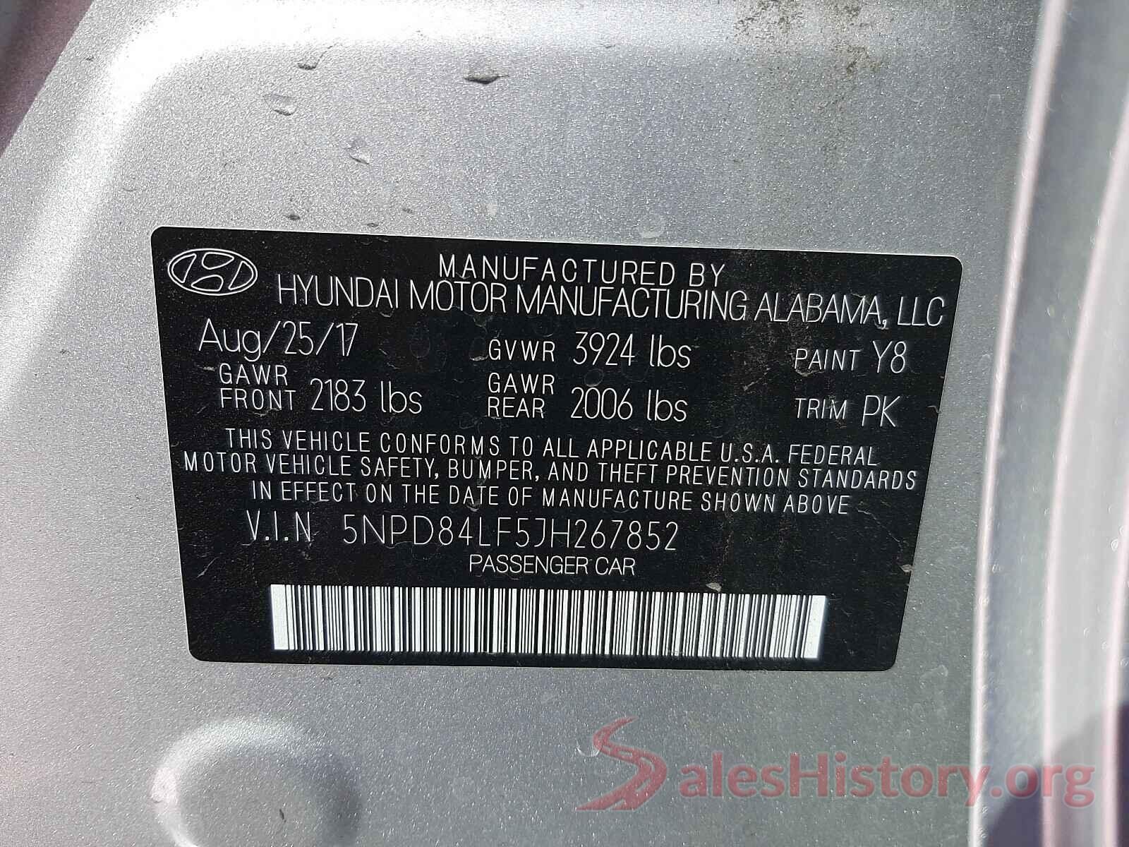 5NPD84LF5JH267852 2018 HYUNDAI ELANTRA