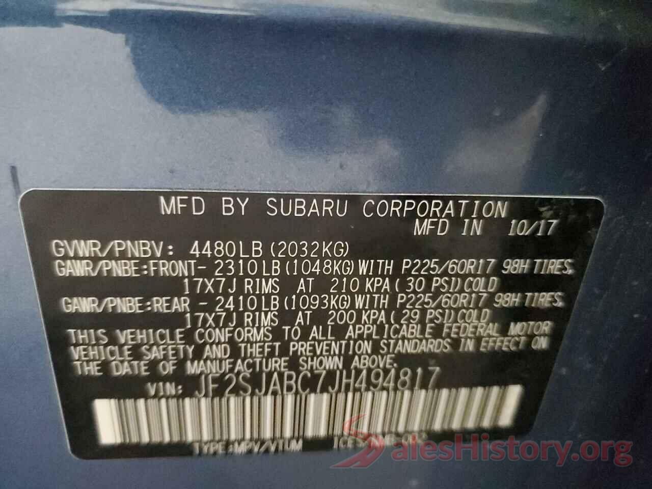 JF2SJABC7JH494817 2018 SUBARU FORESTER