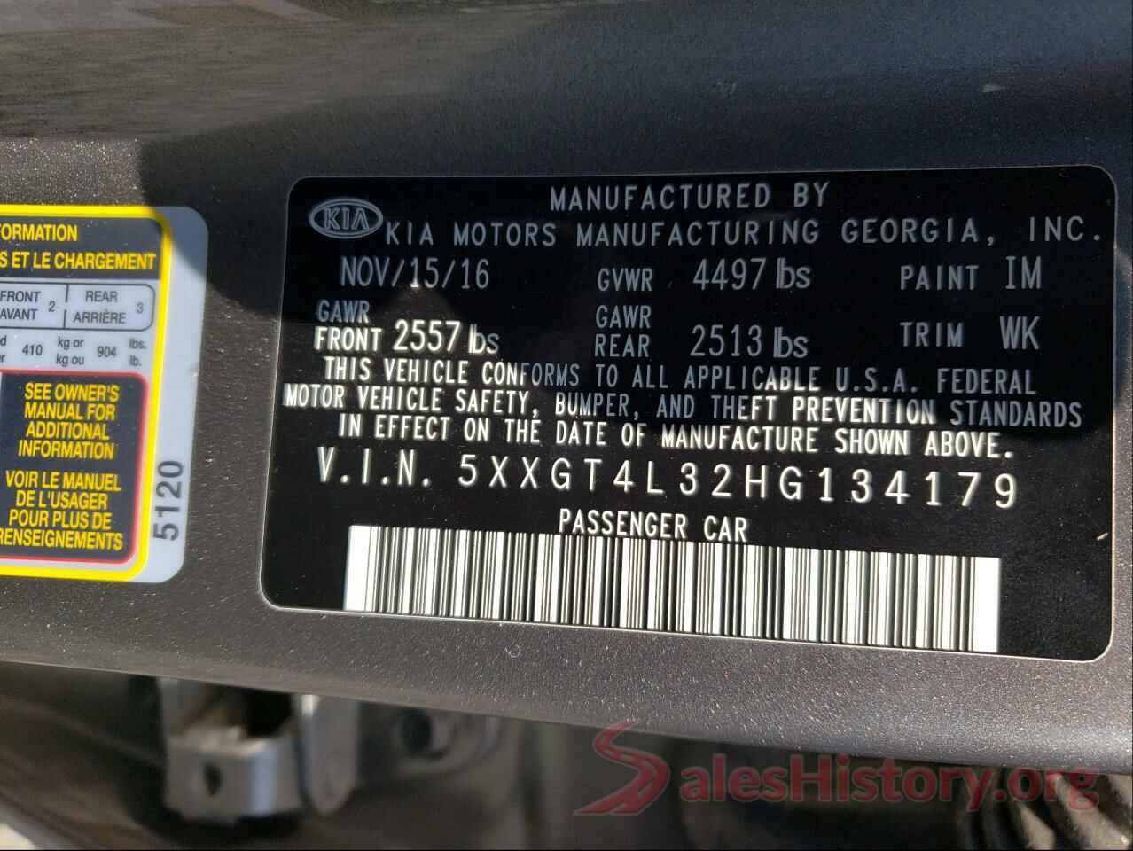 5XXGT4L32HG134179 2017 KIA OPTIMA