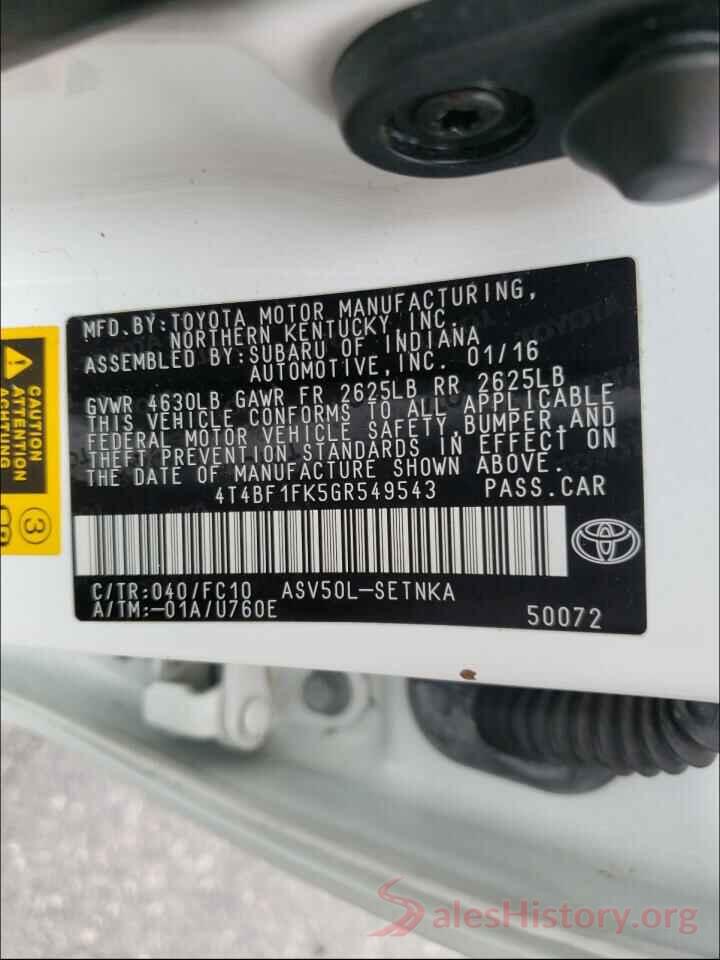 4T4BF1FK5GR549543 2016 TOYOTA CAMRY