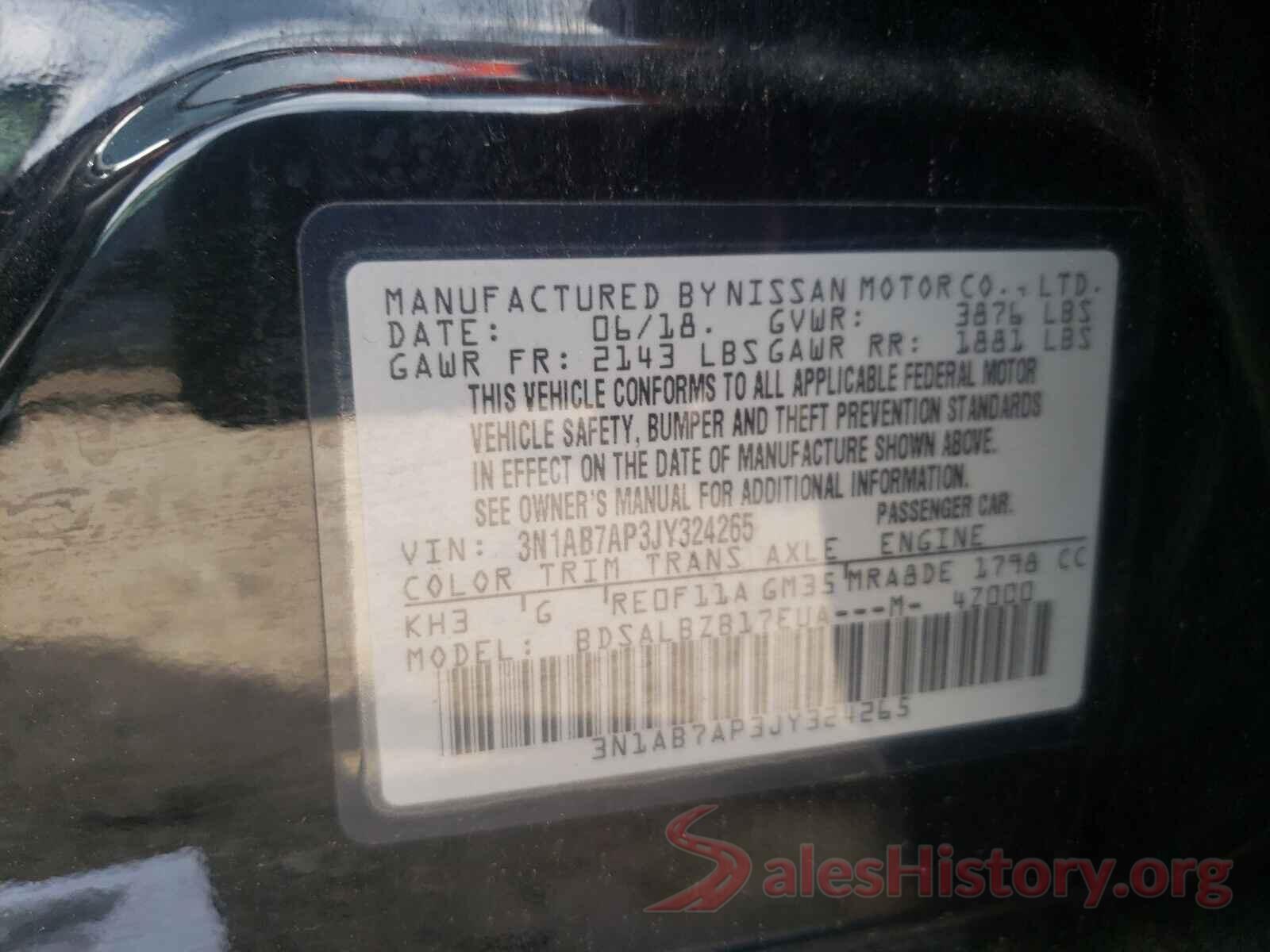 3N1AB7AP3JY324265 2018 NISSAN SENTRA