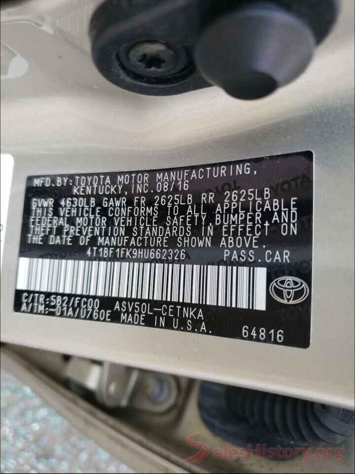 4T1BF1FK9HU662326 2017 TOYOTA CAMRY