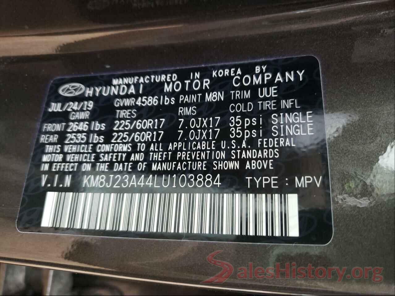 KM8J23A44LU103884 2020 HYUNDAI TUCSON