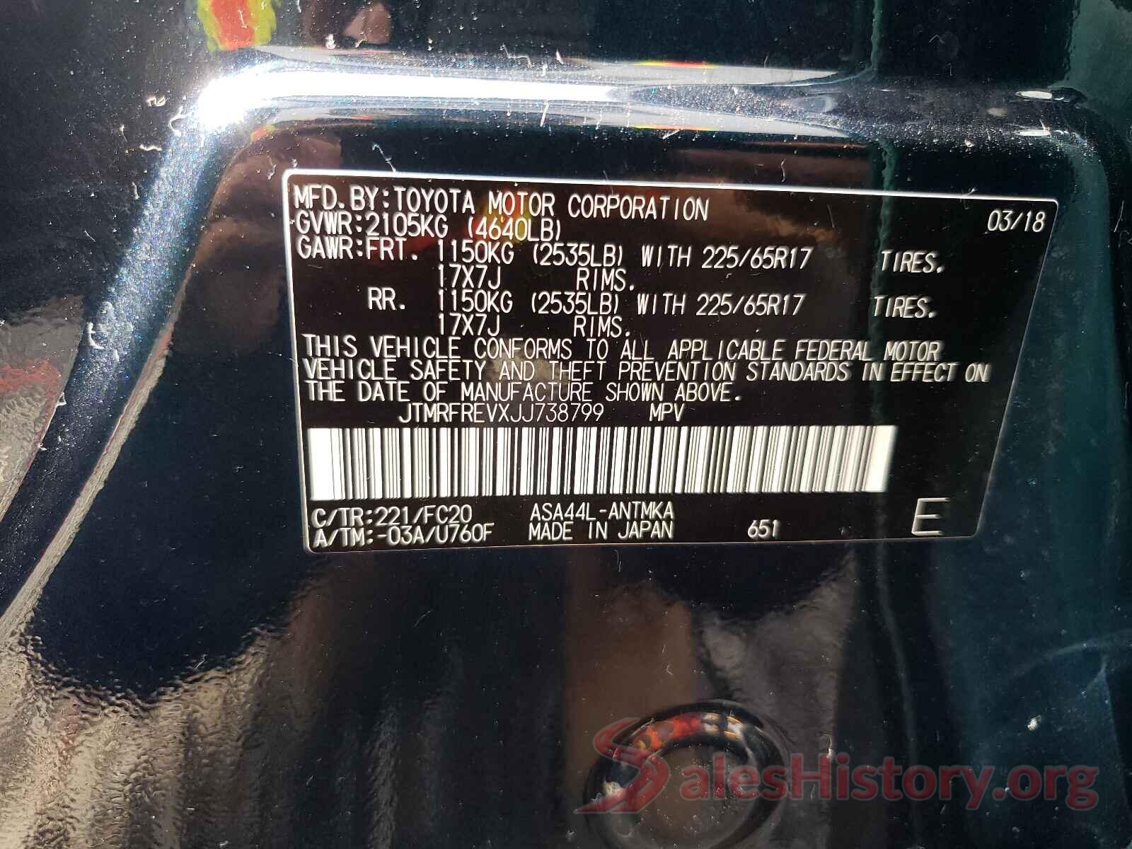 JTMRFREVXJJ738799 2018 TOYOTA RAV4