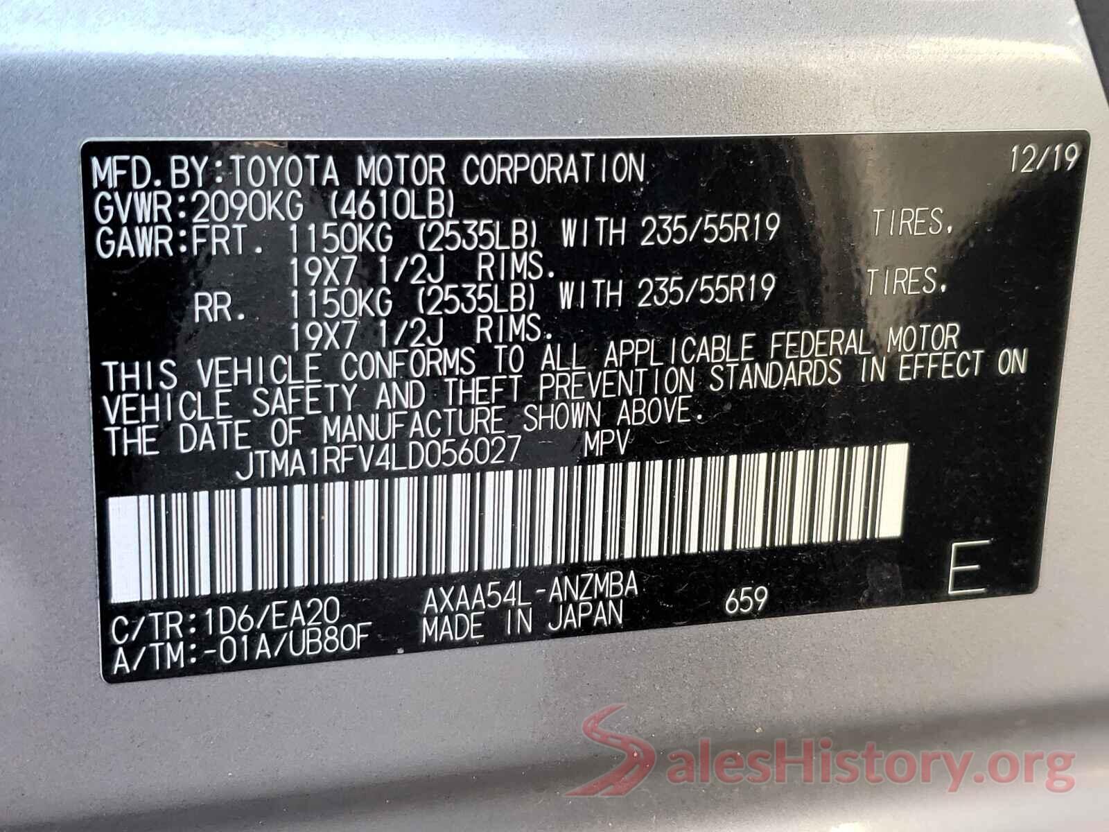 JTMA1RFV4LD056027 2020 TOYOTA RAV4