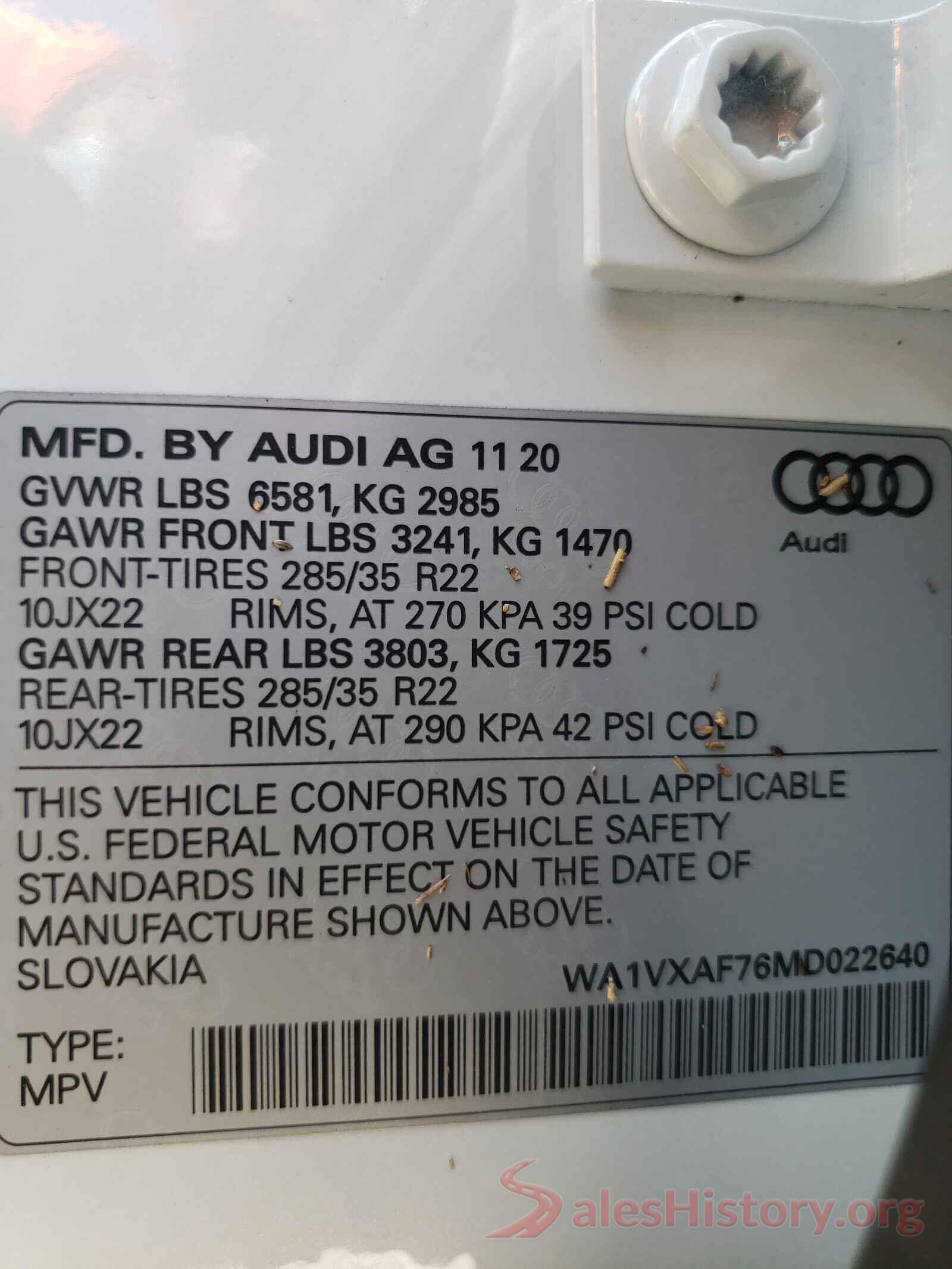 WA1VXAF76MD022640 2021 AUDI Q7