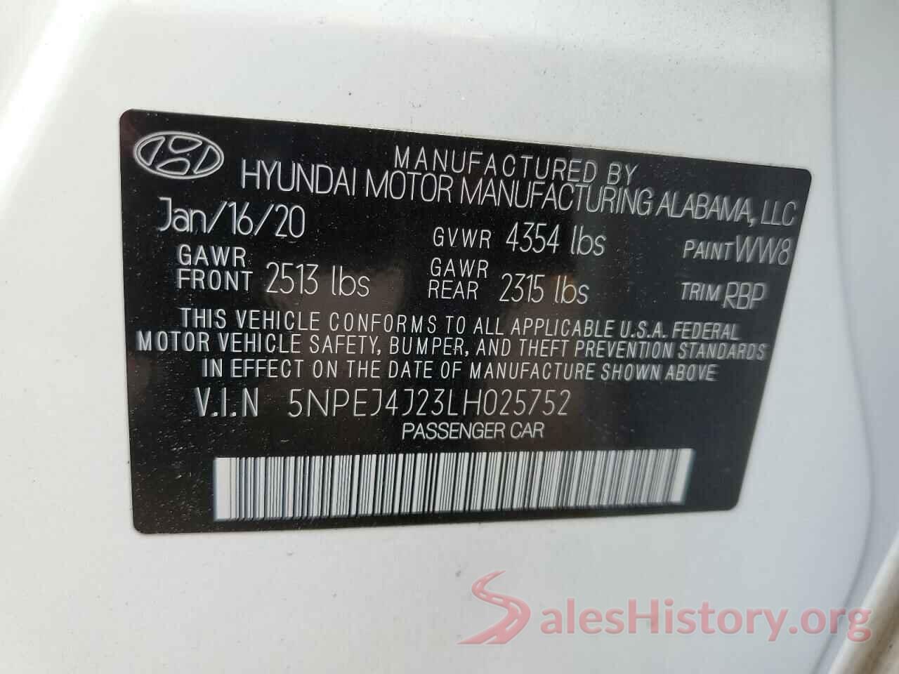 5NPEJ4J23LH025752 2020 HYUNDAI SONATA