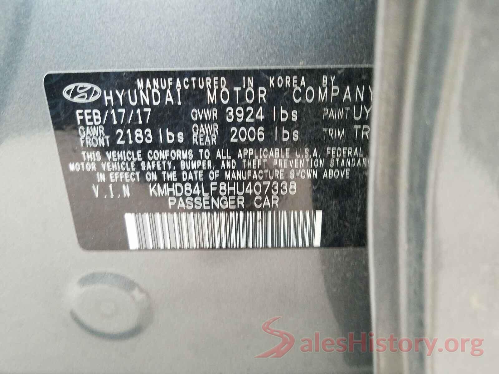 KMHD84LF8HU407338 2017 HYUNDAI ELANTRA