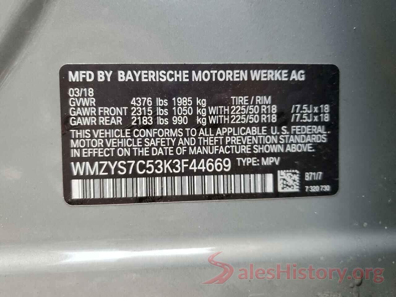 WMZYS7C53K3F44669 2019 MINI COOPER