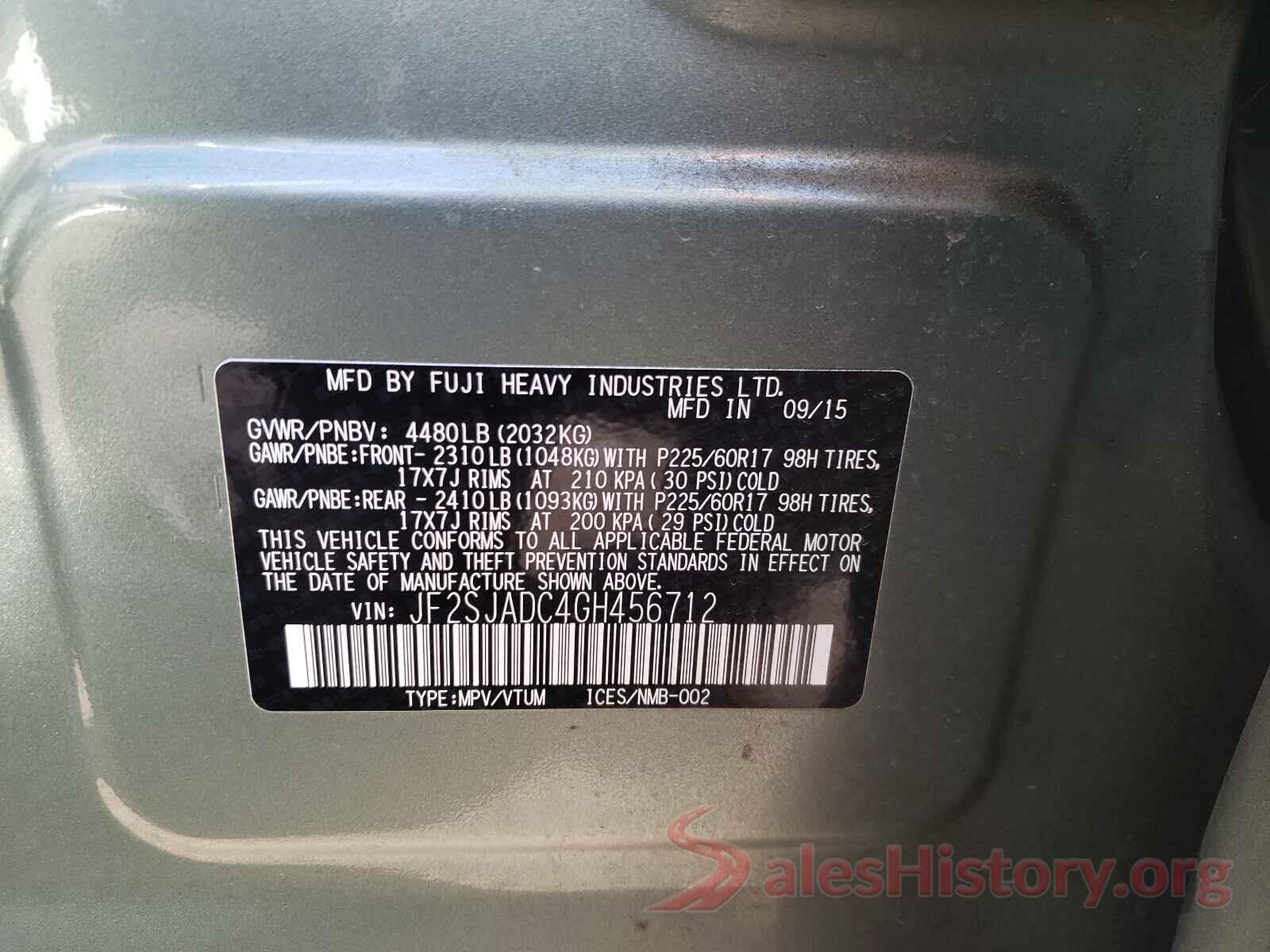 JF2SJADC4GH456712 2016 SUBARU FORESTER