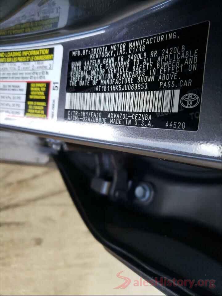 4T1B11HK5JU069953 2018 TOYOTA CAMRY