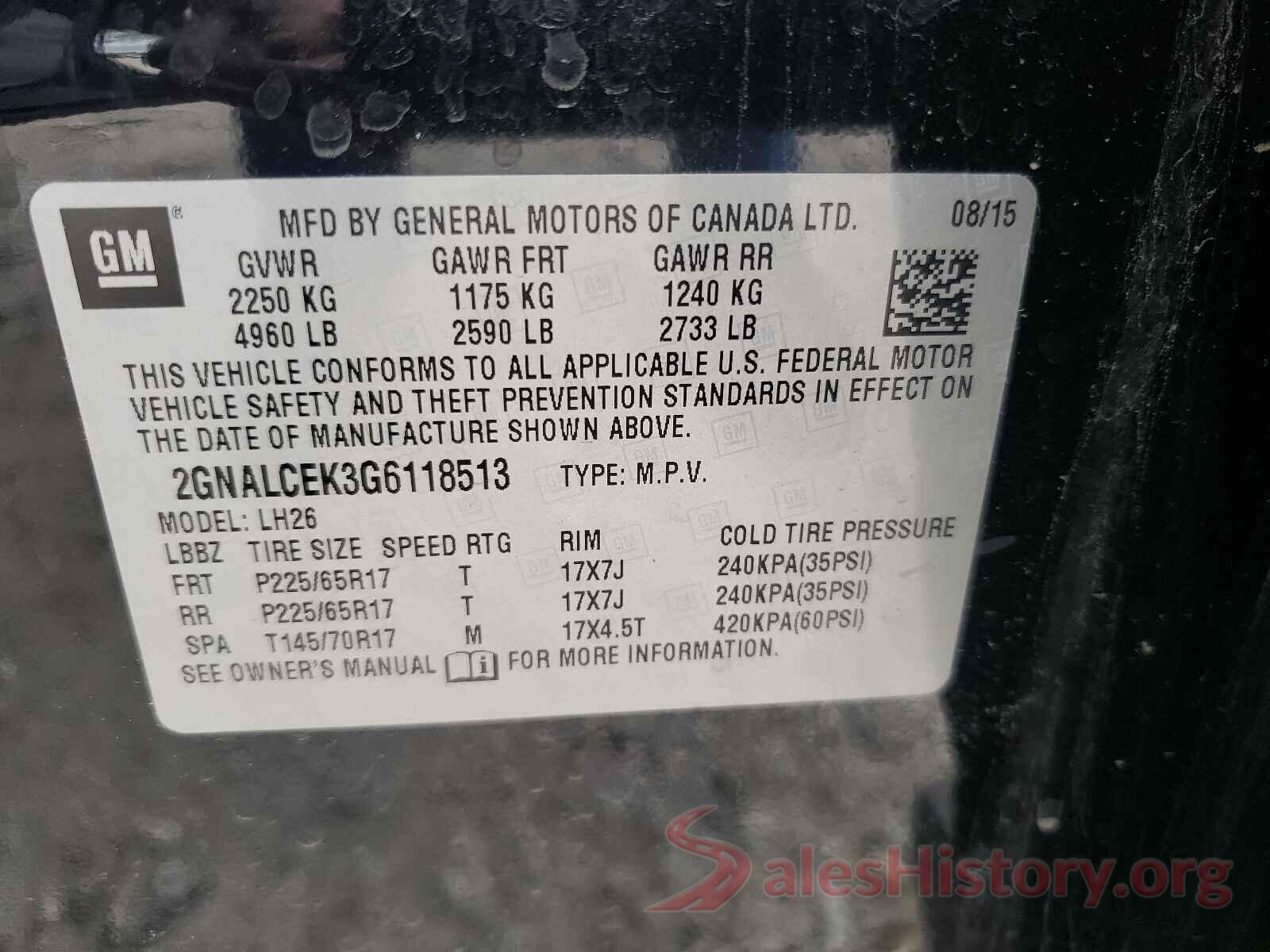 2GNALCEK3G6118513 2016 CHEVROLET EQUINOX