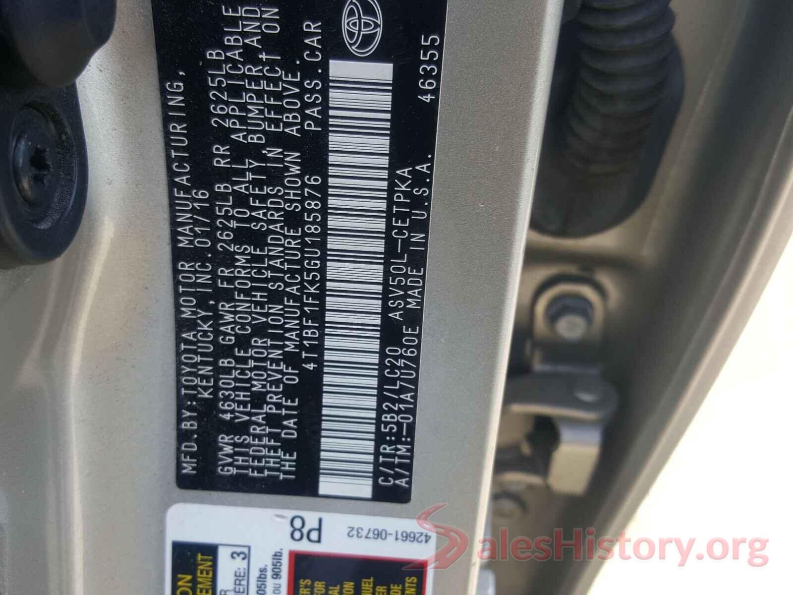 4T1BF1FK5GU185876 2016 TOYOTA CAMRY