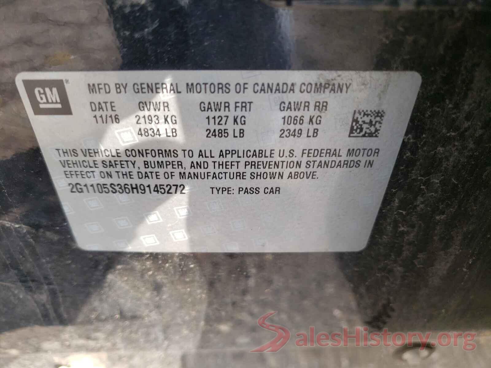 2G1105S36H9145272 2017 CHEVROLET IMPALA