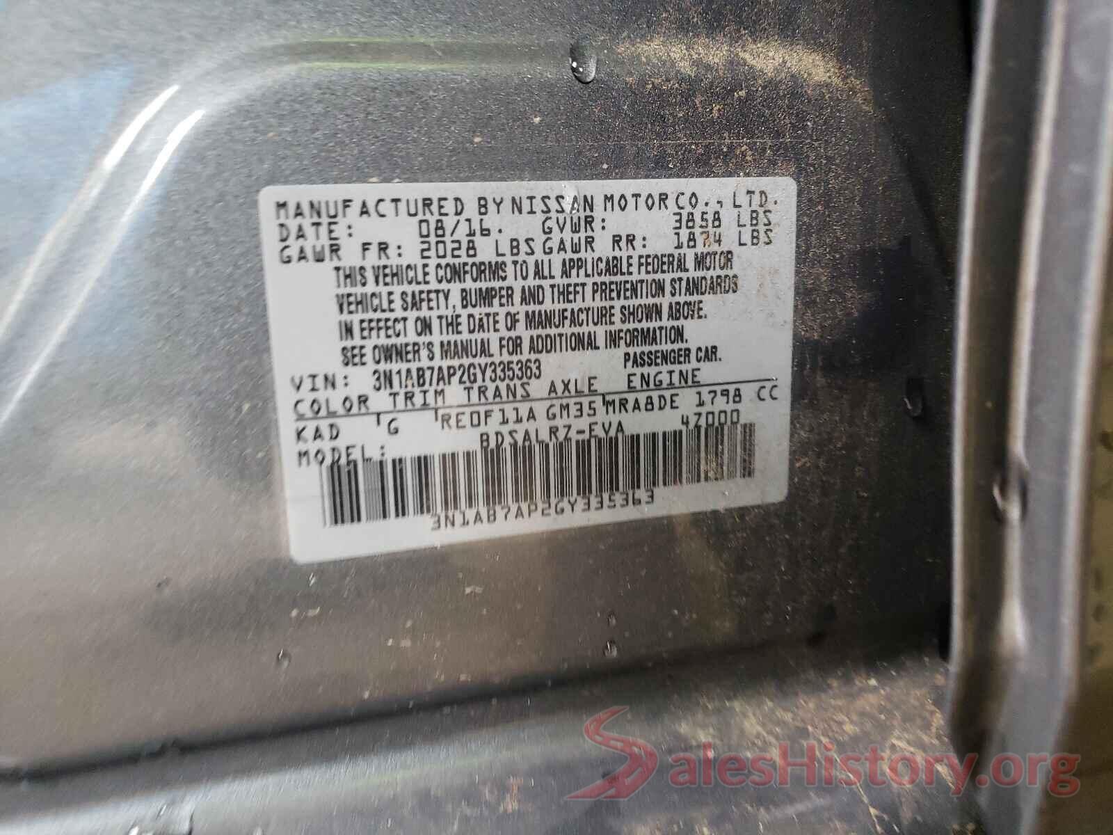 3N1AB7AP2GY335363 2016 NISSAN SENTRA