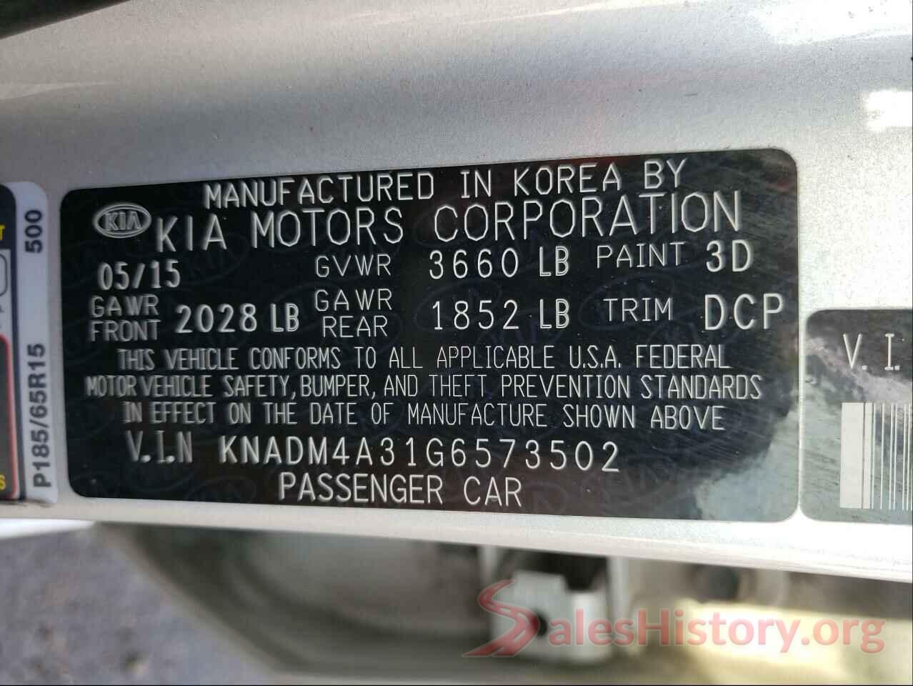 KNADM4A31G6573502 2016 KIA RIO