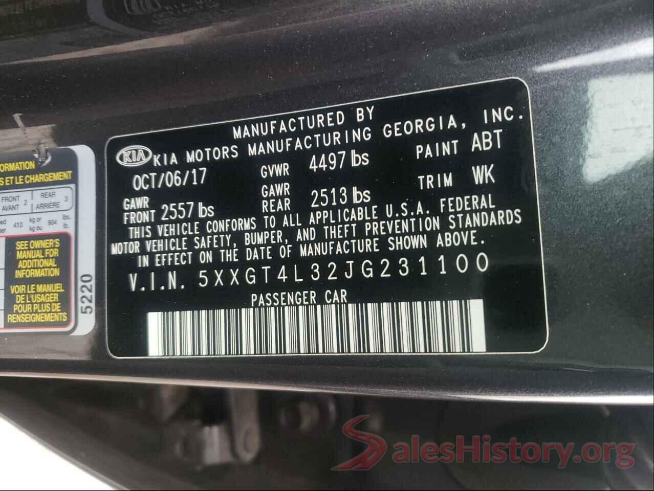 5XXGT4L32JG231100 2018 KIA OPTIMA