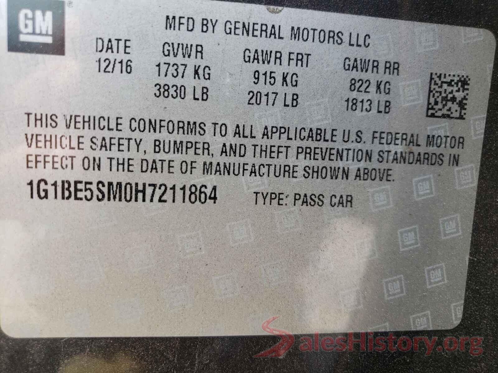 1G1BE5SM0H7211864 2017 CHEVROLET CRUZE