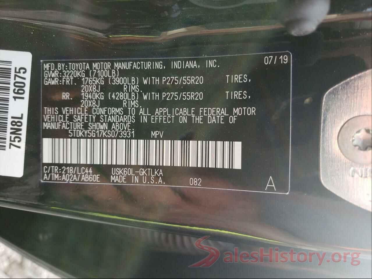 5TDKY5G17KS073931 2019 TOYOTA SEQUOIA