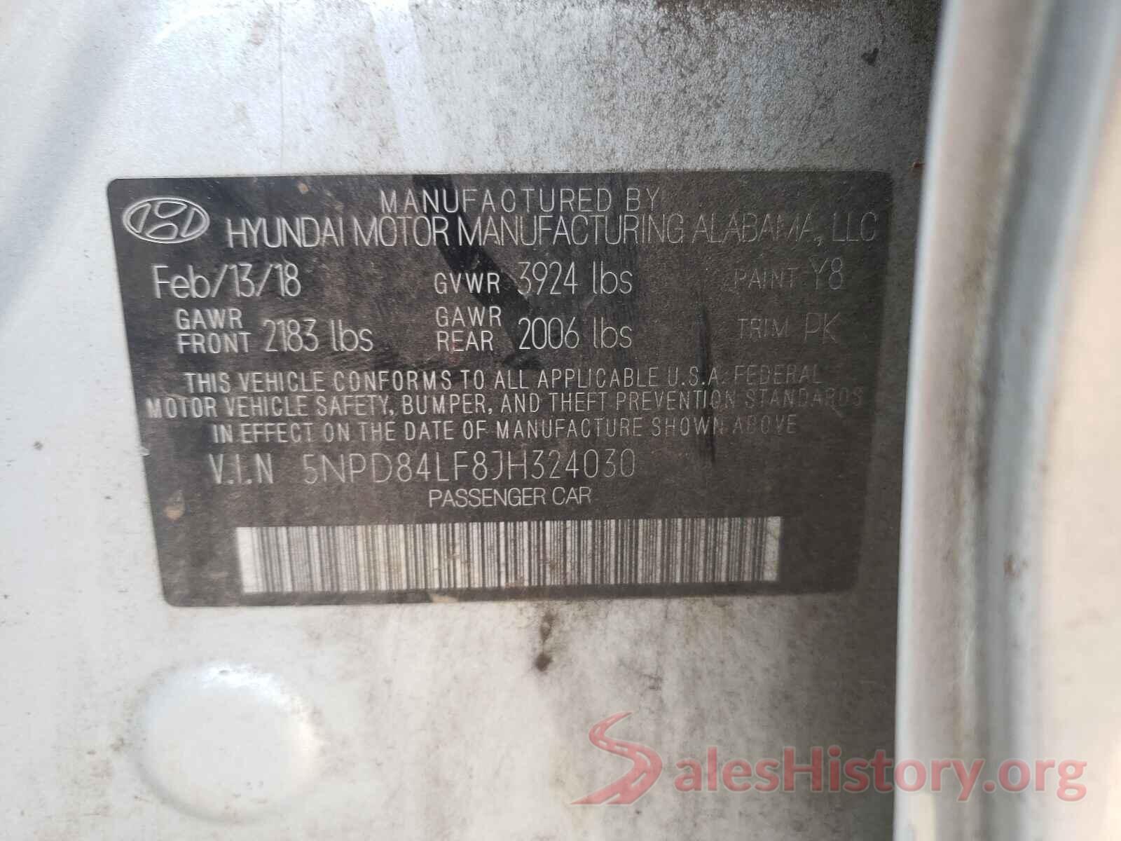 5NPD84LF8JH324030 2018 HYUNDAI ELANTRA