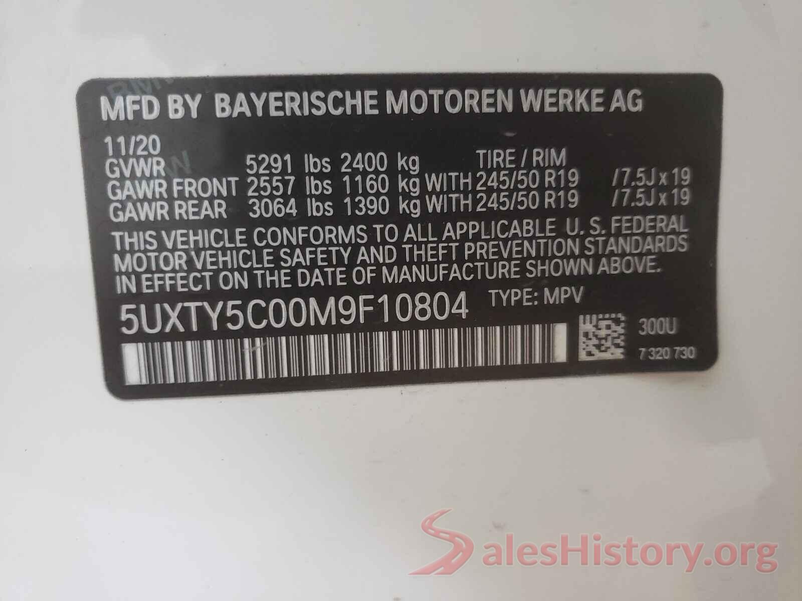 5UXTY5C00M9F10804 2021 BMW X3