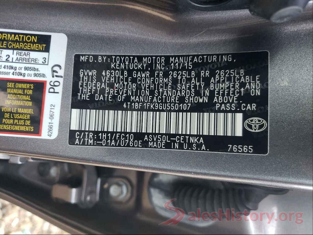 4T1BF1FK9GU550107 2016 TOYOTA CAMRY