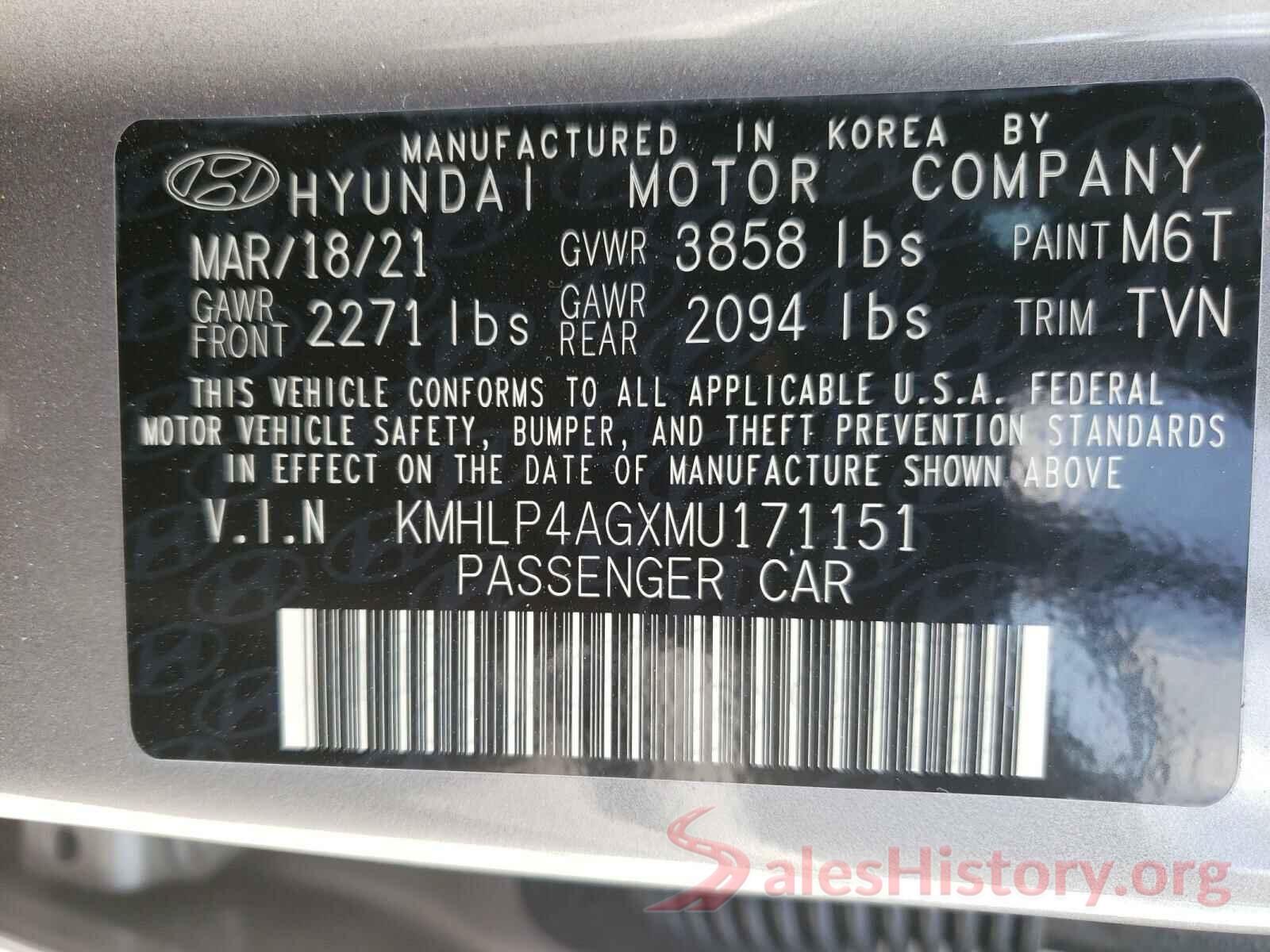 KMHLP4AGXMU171151 2021 HYUNDAI ELANTRA