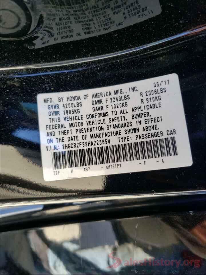 1HGCR2F39HA225654 2017 HONDA ACCORD