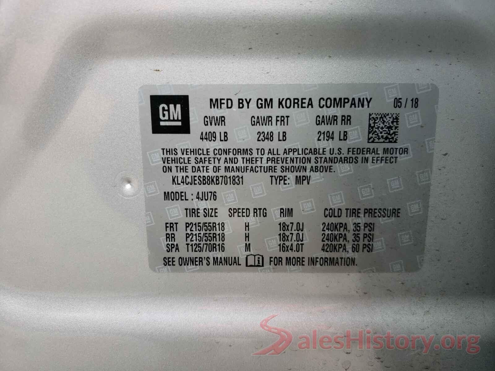 KL4CJESB8KB701831 2019 BUICK ENCORE