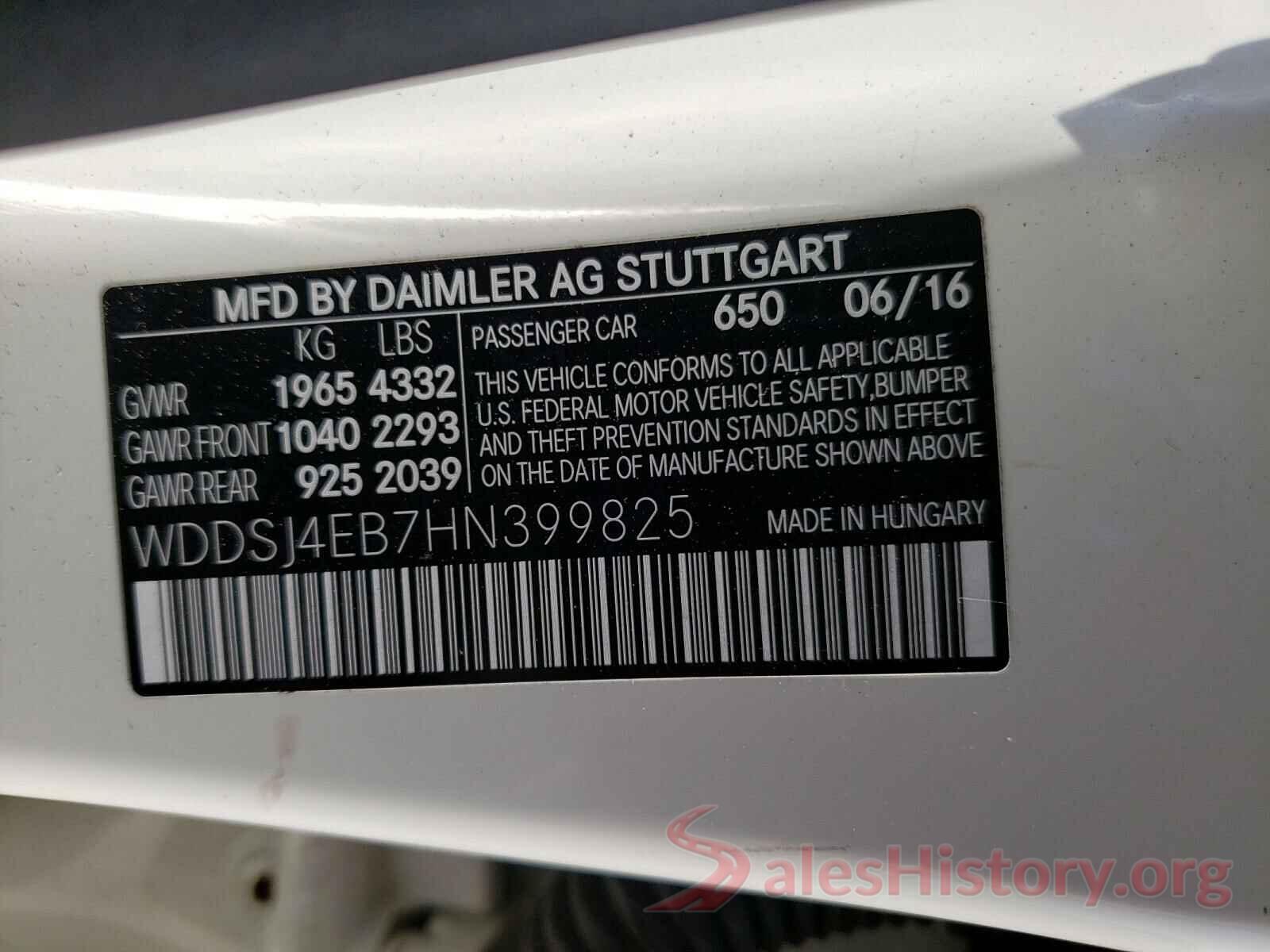 WDDSJ4EB7HN399825 2017 MERCEDES-BENZ CLA-CLASS