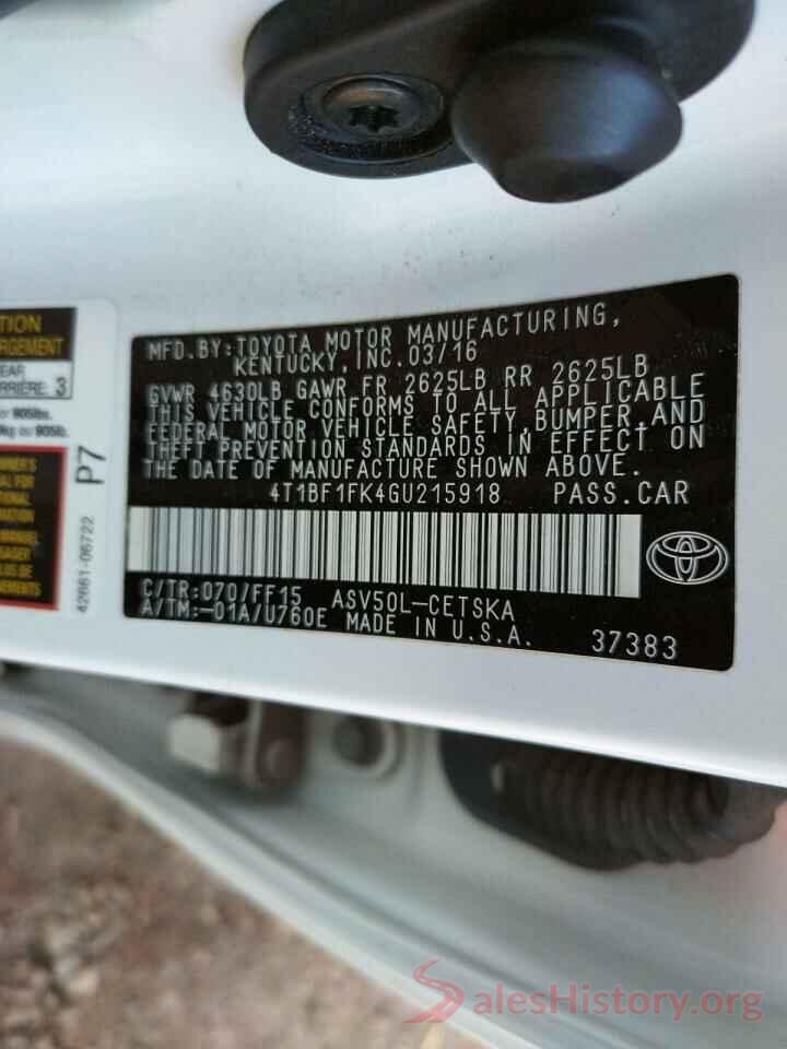 4T1BF1FK4GU215918 2016 TOYOTA CAMRY