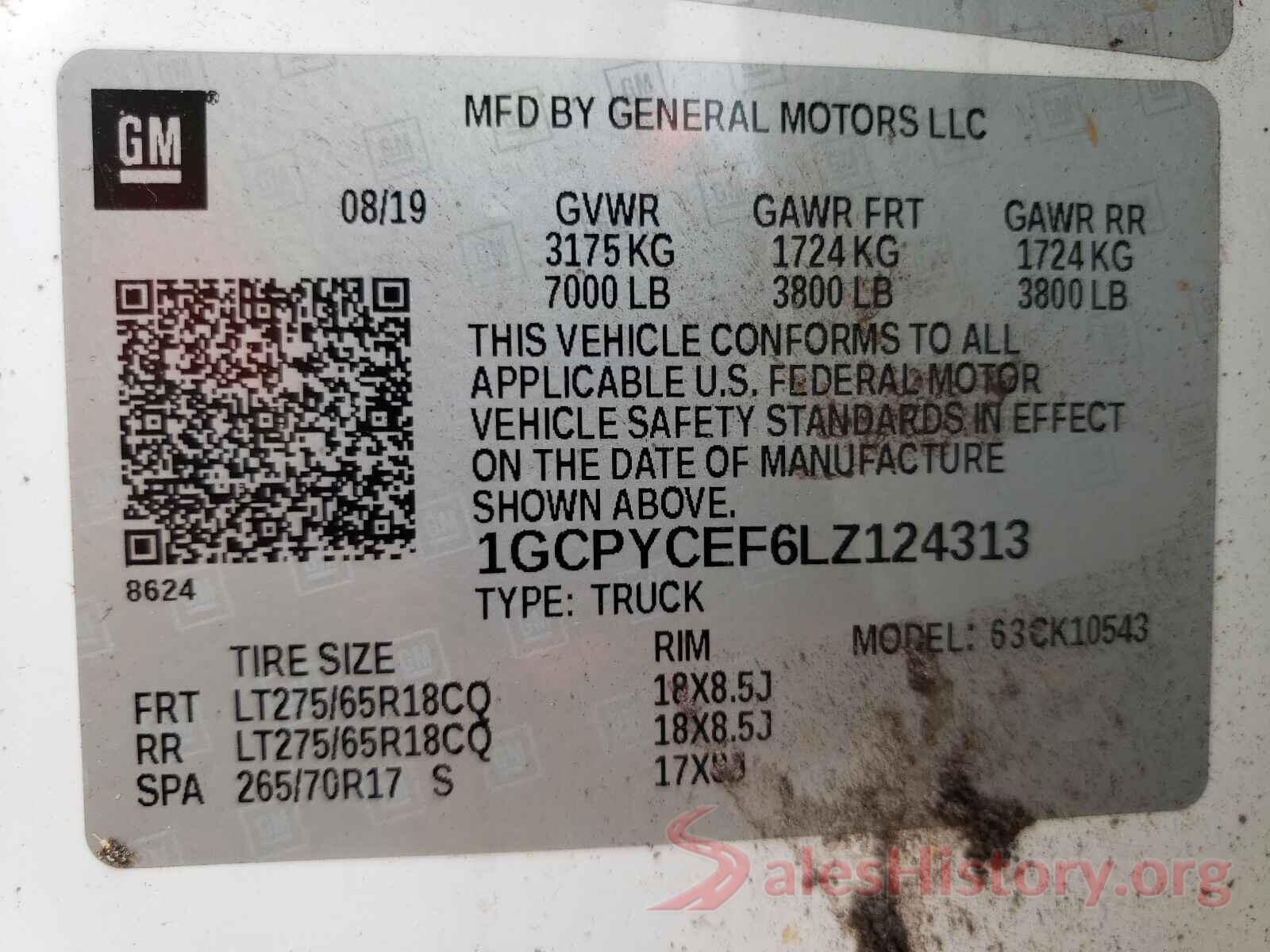 1GCPYCEF6LZ124313 2020 CHEVROLET SILVERADO