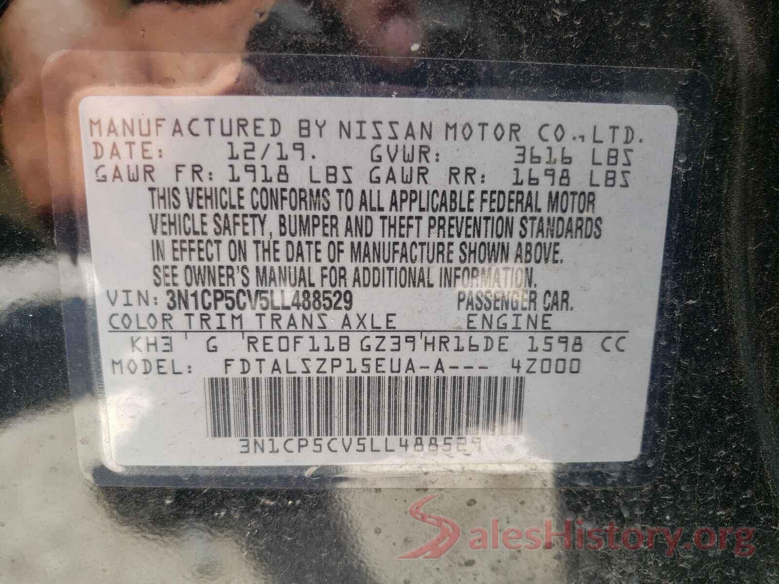 3N1CP5CV5LL488529 2020 NISSAN KICKS