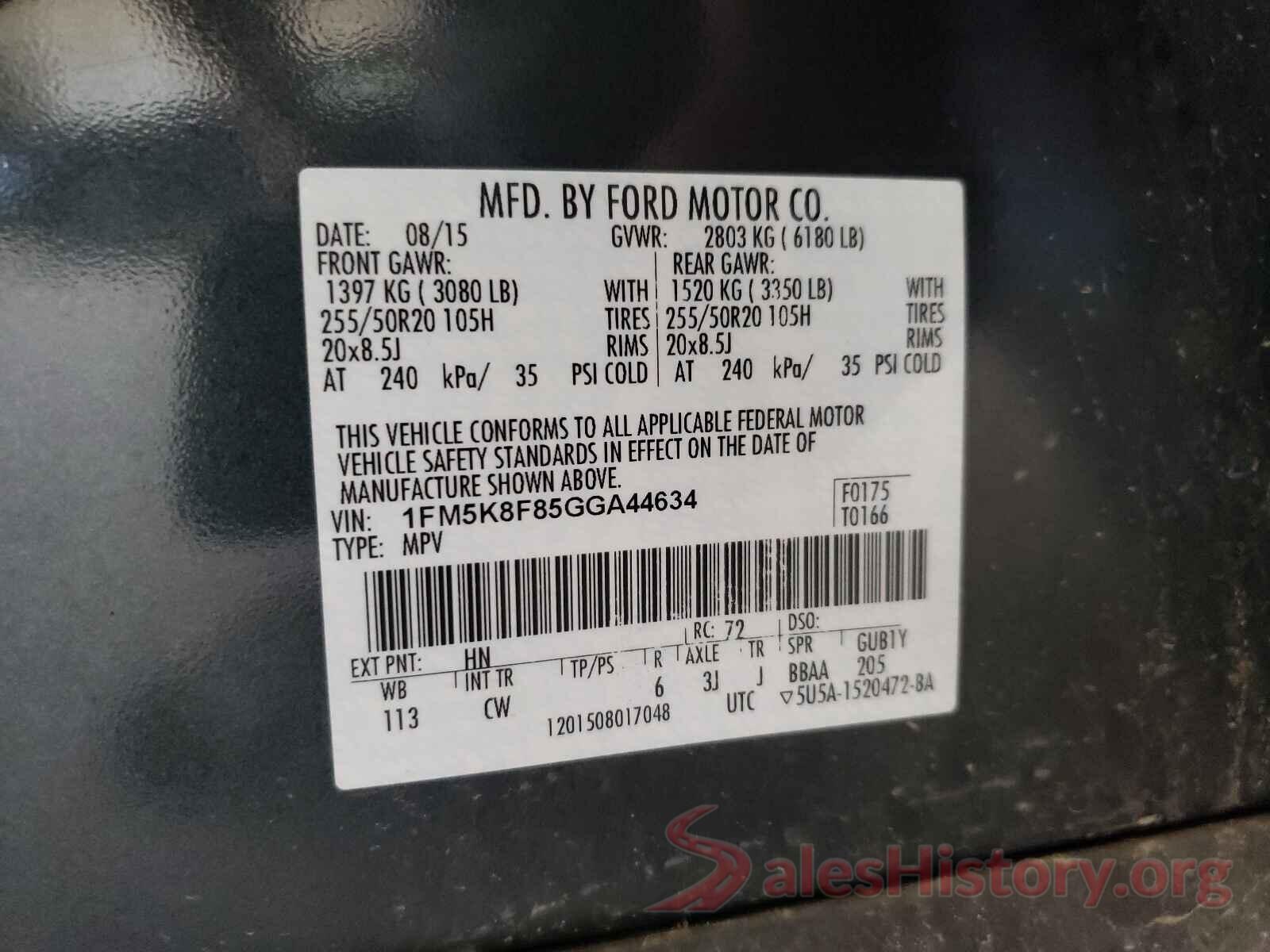 1FM5K8F85GGA44634 2016 FORD EXPLORER