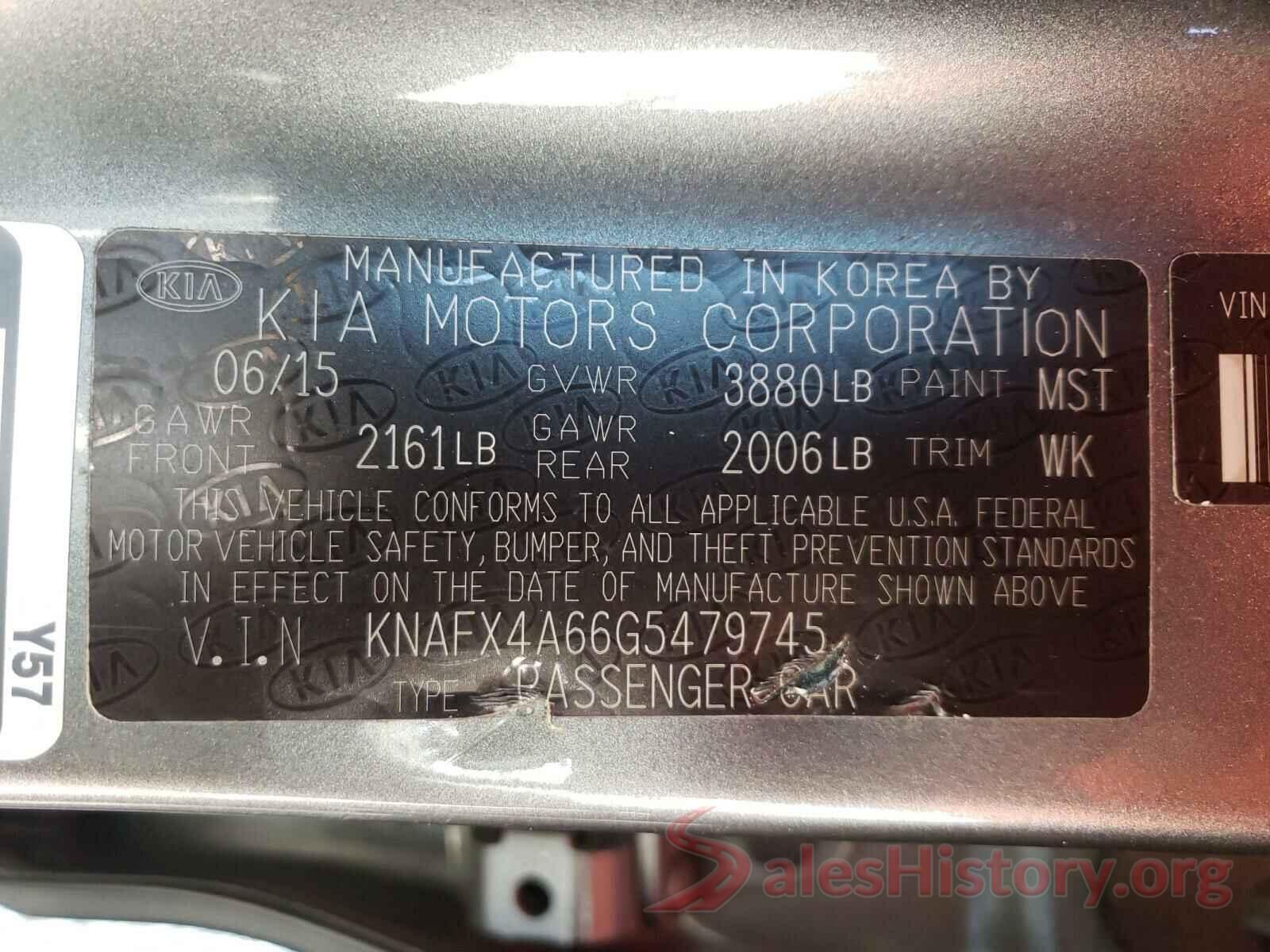 KNAFX4A66G5479745 2016 KIA FORTE