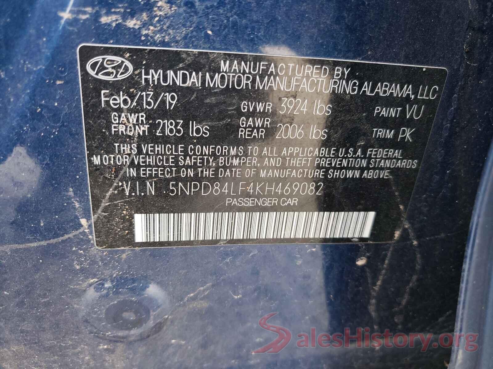 5NPD84LF4KH469082 2019 HYUNDAI ELANTRA