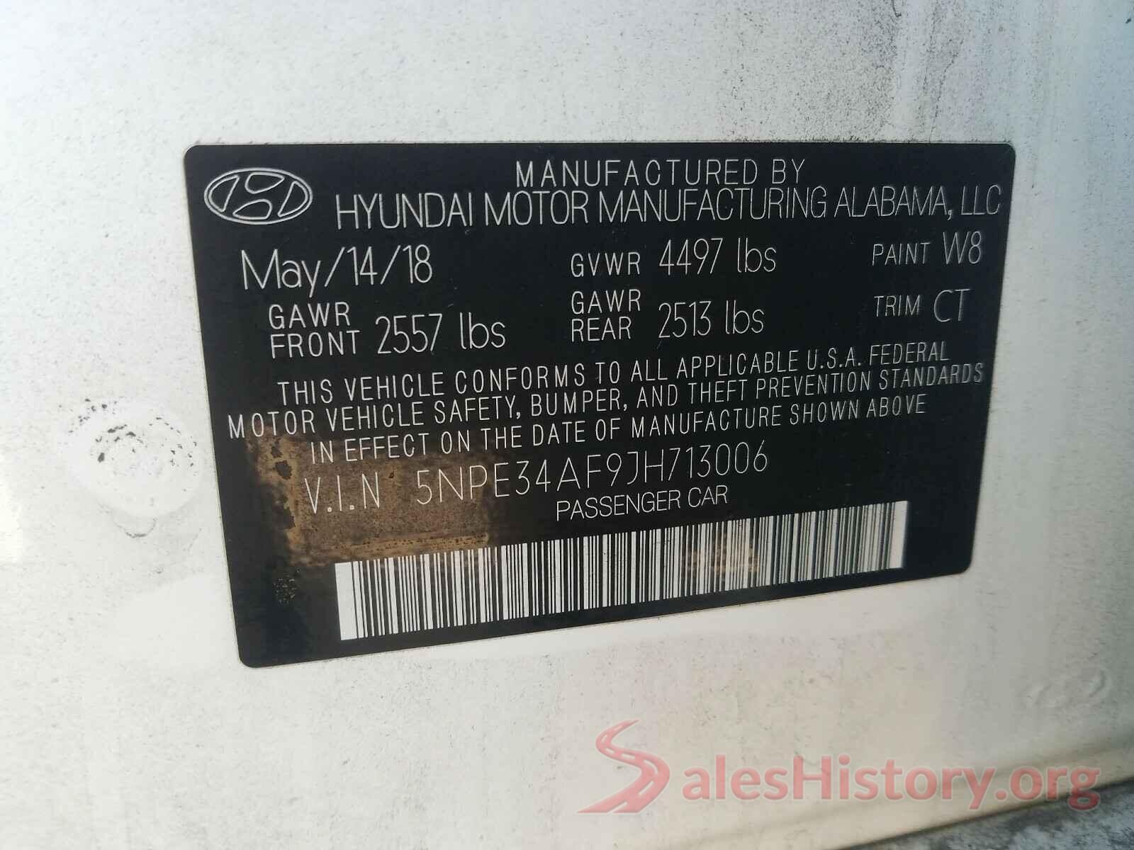 5NPE34AF9JH713006 2018 HYUNDAI SONATA