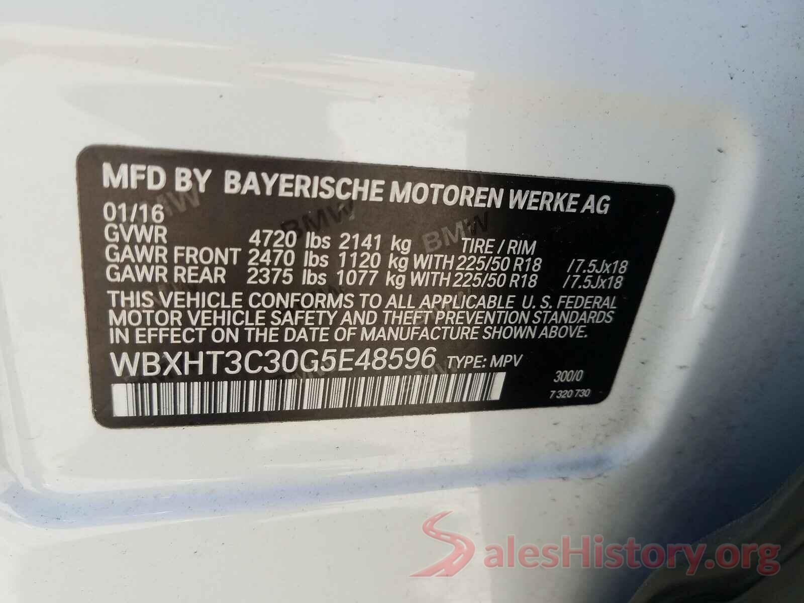 WBXHT3C30G5E48596 2016 BMW X1