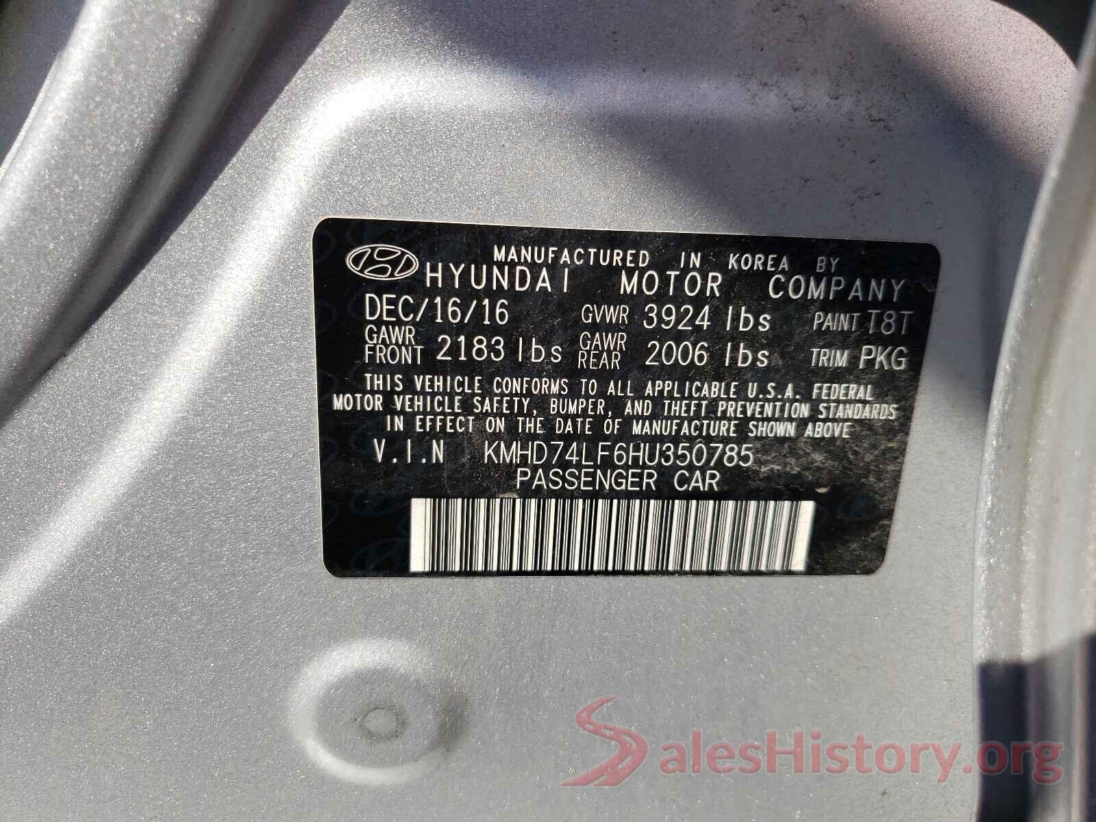 KMHD74LF6HU350785 2017 HYUNDAI ELANTRA