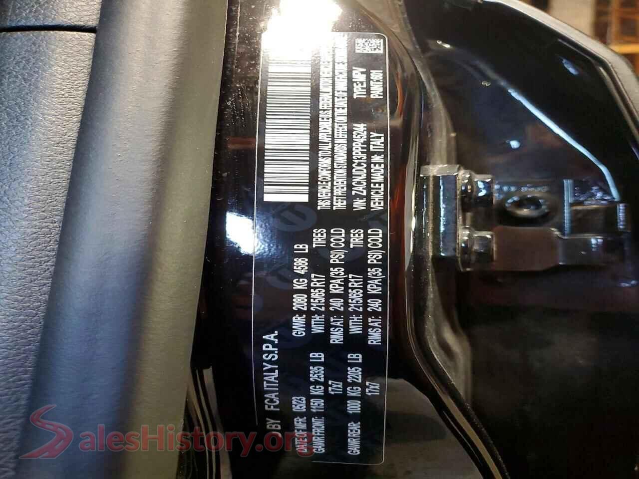 2023 JEEP RENEGADE VIN ZACNJDC13PPP45244, trunk area