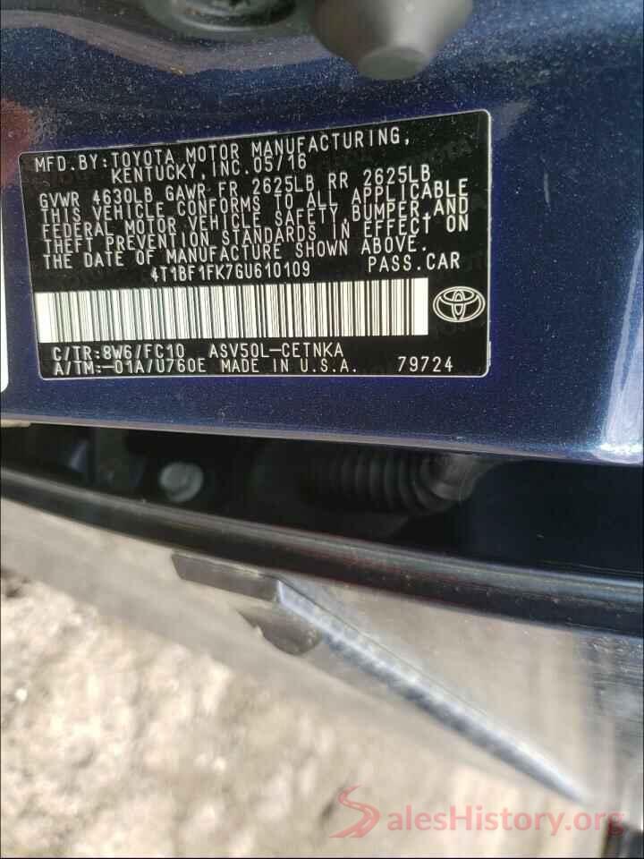 4T1BF1FK7GU610109 2016 TOYOTA CAMRY