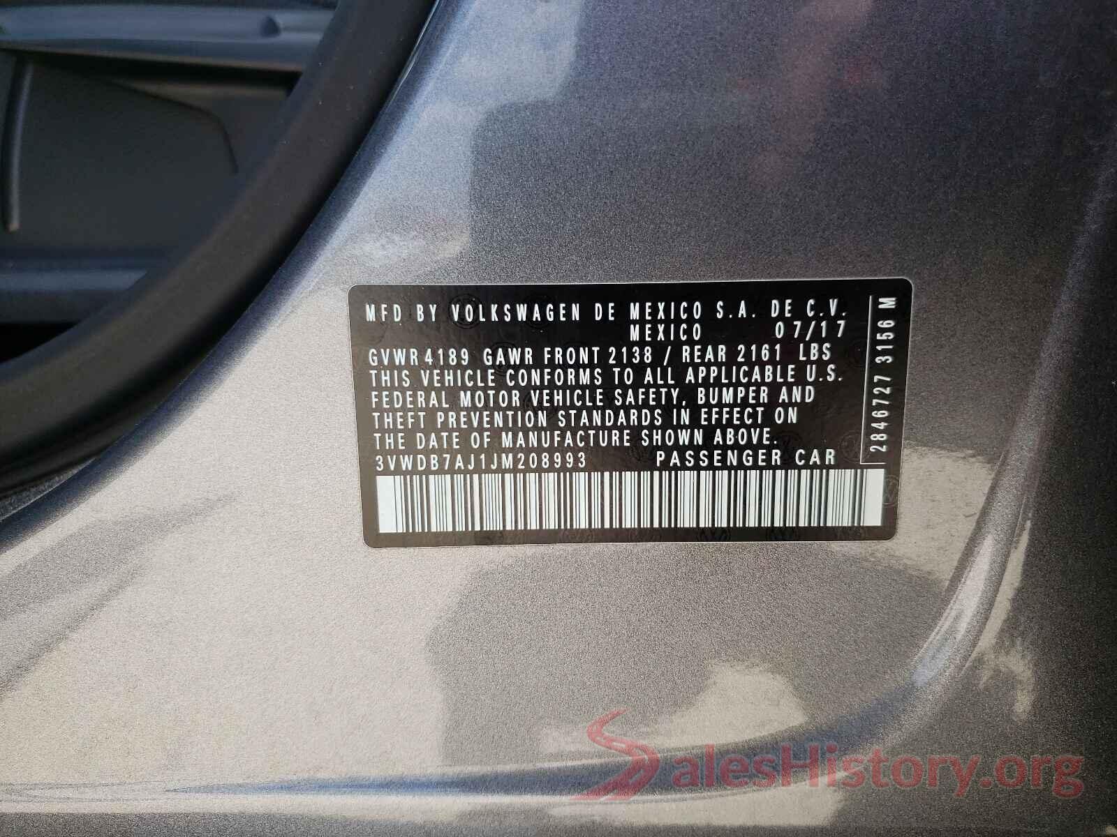 3VWDB7AJ1JM208993 2018 VOLKSWAGEN JETTA