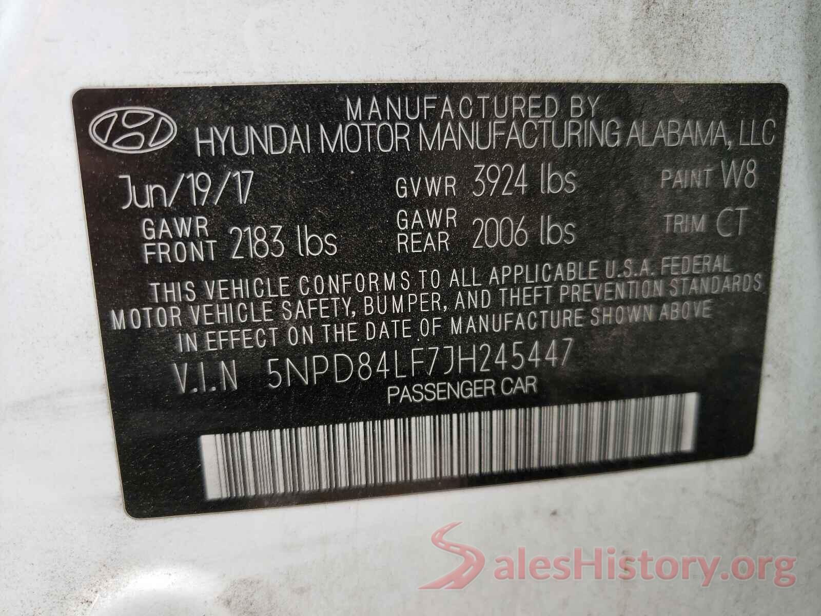 5NPD84LF7JH245447 2018 HYUNDAI ELANTRA